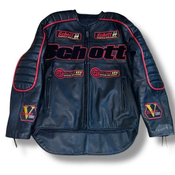 Schott NYC F1 Formula One Moto Racing Motorcycle Jacket Made IN USA XL Vintage